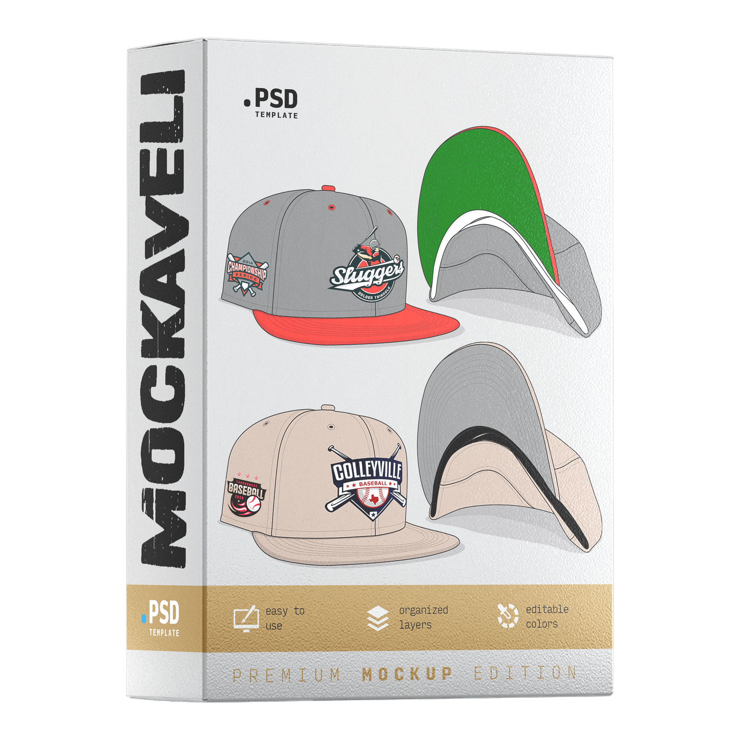 FRONT ANGLE+UV FITTED HAT MOCK-UP TEMPLATE